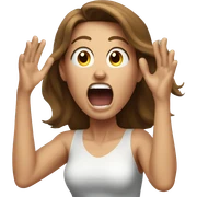 screaming Caucasian brown haired woman with hands in the air sticker