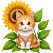Kitten sunflower sticker