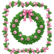 Green garland with pink decoration sticker