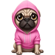 pug wearing pink hoodie  sticker