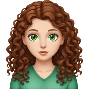 White girl with long brown curly hair and green eyes sticker