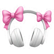 White headphones with pink bows sticker