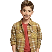 smiling boy in plaid shirt sticker