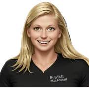 smiling girl with blonde hair sticker