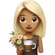 Girl with flowers and coffee sticker