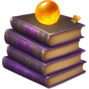 pile of magic spell books sticker