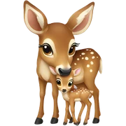 Mother deer kissing baby deer  sticker