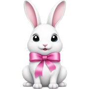 White rabbit with cute pink ribbon sticker