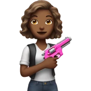 Girl hand holding a pink gun sticker