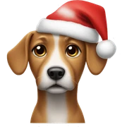 Dog wearing a christmas hat sticker