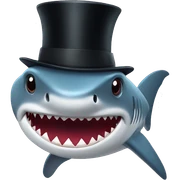 Shark with a top hat sticker