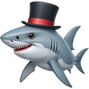 Shark with a top hat sticker