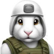 white Rabbit with military helmet sticker