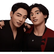 boys in stylish black outfits sticker