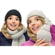 smiling girls in winter hats sticker