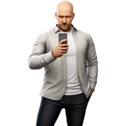 bald man in white shirt sticker