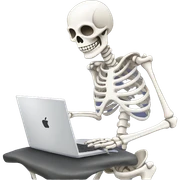 skeleton working on laptop sticker