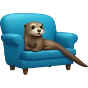 otter sitting on a blue sofa sticker