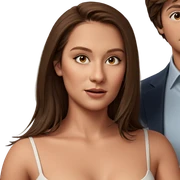 brown haired girl and boy sticker