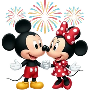Cute kawii Mickey kissing Minnie Mouse under fireworks sticker