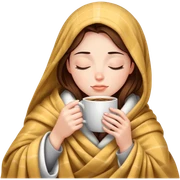 girl inside a blanket sipping coffee eyes closed sticker