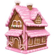 A pink gingerbread house sticker