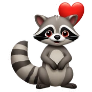 Raccoon with Red heart sticker