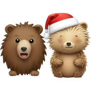 Christmas bear and hedgehog sticker