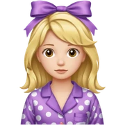 a girl with a ribbon in her hair and wearing pajamas sticker