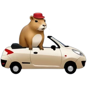 capybara with a beret driving a peugeot 207 coupé cabriolet sticker