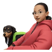 girl with dog in hood sticker