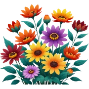 painting of autumn flowers,  gibli style sticker