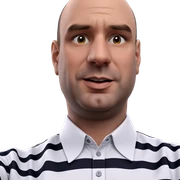bald boy in striped shirt sticker