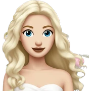 White bride with long light blonde hair and blue eyes with light pink peonies in hair white skin  sticker