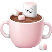 Light Pink mug of hot chocolate with marshmallows  sticker