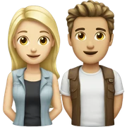 couple blond boy brunette girl sticker