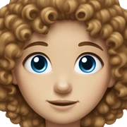 Girl with brown curly hair, white skin, blue eyes sticker