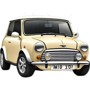 Cream coloured Mini Cooper  sticker