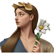 girl holding a flower sticker