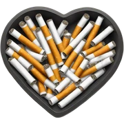 Heart shaped ash tray with cigarettes sticker
