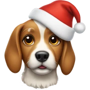 dog wearing a christmas hat sticker