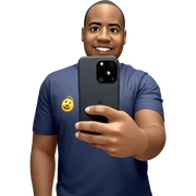 smiling boy with phone sticker