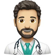 Doctor with dark hair, beard and a white coat  sticker