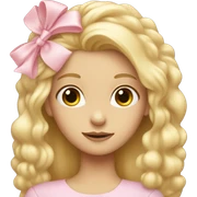 blonde long haired girl with light pink bow in hair sticker
