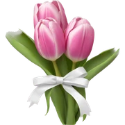 Pink tulips with a white ribbon sticker