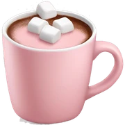 Light Pink mug of hot chocolate with marshmallows  sticker