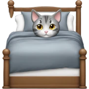 gemütliches Bett mit einer Katze drauf in Grau sticker