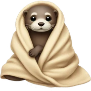 otter cozy in blanket sticker