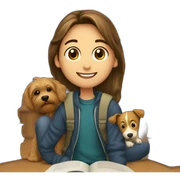 imagen estilizada de un estudiante junto a sus libros y una mascota sticker