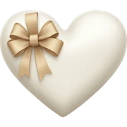 white heart with beige bow sticker